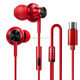 F2 1.2m Wired In Ear USB-C / Type-C Interface Metal HiFi Noise Reduction Earphones with Mic (Red)