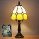 Vintage Church Glass Bedside Bedroom Living Room Bar Cafe Decoration Small Table Lamp, Style:Resin Base(Beige Yellow)