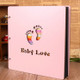 Wooden Cover Baby Growth Commemorative Album Creative Manual Paste Album Book(Pink Little Feet)