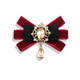 Unisex Flannel Bow-knot Bow Tie Retro Diamond Professional Brooch Clothing Accessories(Red Wine)
