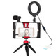 PULUZ 4 in 1 Vlogging Live Broadcast Smartphone Video Rig + 4.7 inch 12cm Ring LED Selfie Light Kits with Microphone + Tripod Mount + Cold Shoe Tripod Head for iPhone, Galaxy, Huawei, Xiaomi, HTC, LG, Google, and Other Smartphones(Red)