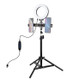 PULUZ 70cm Tripod Mount +  Live Broadcast Dual Phone Bracket + 6.2 inch 16cm LED Ring Vlogging Video Light Kits