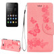 For Lenovo  VIBE C A2020 Butterflies Embossing Horizontal Flip Leather Case with Holder & Card Slots & Wallet & Lanyard(Pink)