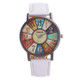 Retro Personality Digital Turntable PU Leather Strap Quartz Watch(White)