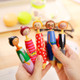 4 PCS Creative Cute Cartoon Little Girl Chunky Ballpoint Pen Gift Stationery School Office Supply Random Color Delivery, Ink Color:Blue