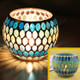 Mosaic Glass Candlestick Retro Ornaments Gift Bar Candle Cup Home Accessories(Willow)