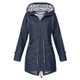 Women Waterproof Rain Jacket Hooded Raincoat, Size:XXXL(Navy Blue)