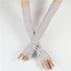 Summer Long Ice Silk Single Diamond Decoration Sun Protection Cuffs Sleeves, A Pair, Size:One Size(Gray)