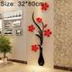 Creative Vase 3D Acrylic Stereo Wall Stickers TV Background Wall Corridor Home Decoration, Size: 32x80x4cm