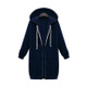 Women Hooded Long Sleeved Sweater In The Long Coat, Size:S(Navy Blue)