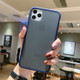 For iPhone 11 Pro Shockproof Solid Color Border Protective Case(Blue)