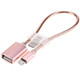 24cm 2A Micro USB to USB Aluminum Alloy Hose OTG Adapter Data Charging Cable with USB-C / Type-C Connector, For Galaxy, Huawei, Xiaomi, HTC, Sony, LG and Other Smartphones(Rose Gold)