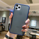For iPhone 11 Pro Max Shockproof Solid Color Border Protective Case(Blue)