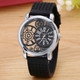 Hollow Gear Dial Silicone Belt Quartz Watch(Black)