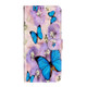 For Galaxy S20 Ultra Oil Embossed Coloured Drawing Pattern Horizontal Flip PU Leather Case with Holder & Card Slots & Wallet(Purple Flower Butterfly)
