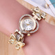 Women Heart Shaped Dial Diamond Stainless Steel Butterfly Bracelet Watch(White)