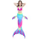 3 PCS / Sets Children Swimming Mermaid Tails Bikini Cosplay Mermaid Swimwear, Size: 110(Magenta+Blue)