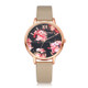 Lvpai P086Leather Strap Flower Dial Quartz Wrist Watch(Beige+Rose Gold)