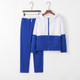 Fashion Sportswear Stitching Hooded Zipper Sweater Suit (Color:Blue Size:XL)