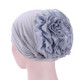 Solid Color Chiffon Big Cap Flower Pullover Turban Hat, Size:One Size(Gray)