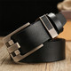 Wide Needle Black Vintage Lacquered Genuine Leather Pin Buckle Waistband for Men, Belt Length:150CM