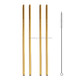 5 PCS Reusable Stainless Steel Straight Drinking Straw + Cleaner Brush Set Kit, 215*8mm(Gold)