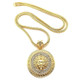 Hip Hop Round Medusa Head Zircon Rhinestone Pendant Clavicle Chain Necklace for Men, Chain Length: 90cm(Gold)