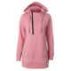 Women Warm Sweater Zipper Cap With Long Sleeves Solid Color Sweater, Size: XXL(Pink )