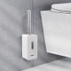 MENGNI Suction Wall Long Handle Toilet Brush Storage Box Bathroom Cleaning Kit(White)