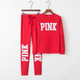 Letter Print Sports Two-piece Clothes (Color:Wine Red Size:L)