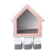 Bathroom Wall Hanging Small House Toothbrush Holder Toiletries Storage Shelf (Pink)