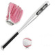 3 in1 Aluminum Alloy Baseball Bat + Baseball + Storage Bag Set(with Pink Gloves)