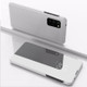 For Galaxy A41 Plated Mirror Horizontal Flip Leather Case with Holder(Silver)