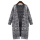 Plus Size Women Solid Color Winter Long Cardigan(Color:Grey Size:One Size)