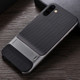 For Galaxy Note10 Plaid Texture Non-slip TPU + PC Case with Holder(Space Gray)