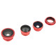 F-018 5 in 1 Universal 180 Degree Fisheye Lens + Macro Lens + 0.65X Wide Lens + CPL Lens + 2X Telephoto Lens with Clip, For iPhone, Galaxy, Sony, Lenovo, HTC, Huawei, Google, LG, Xiaomi, other Smartphones(Red)