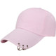 Unisex Casual Solid Color Adjustable Baseball Caps with Ring(Pink)