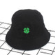 Cotton Embroidery Fisherman Hat Foldable Sun Cap, Size: 56-58cm(Four-Leaf Clover Black)