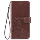 Lucky Clover Pressed Flowers Pattern Leather Case for Huawei Y6 2019, with Holder & Card Slots & Wallet & Hand Strap (Brown)