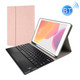 RK102C Detachable Magnetic Plastic Bluetooth Keyboard with Touchpad + Silk Pattern TPU Protective Cover for iPad 10.2, with Pen Slot & Bracket (Rose Gold)