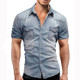 Cowboy Short Sleeve Shirt Leisure Fashion Daily Shirt for Men, Size: M(Light Blue )