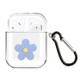 For AirPods 1 / 2 High Transparent TPU Silicone Patch Earphone Protective Case with Hook(Blue Flower)