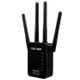 Wireless Smart WiFi Router Repeater with 4 WiFi Antennas, Plug Specification:EU Plug(Black)
