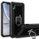 For iPhone XR Carbon Fiber Protective Case with 360 Degree Rotating Ring Holder(Black)