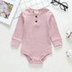 Autumn Baby Cotton Solid Color Long-sleeved Jumpsuit Romper, Size:60cm(Pink)