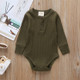 Autumn Baby Cotton Solid Color Long-sleeved Jumpsuit Romper, Size:60cm(Army Green)