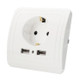 DIXINGE 2A Dual USB Port Wall Charger Adapter 16A EU Plug Socket Power Outlet Panel(White)