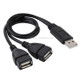 USB 2.0 Male to 2 Dual USB Female Jack Adapter Cable for Computer / Laptop, Length: About 30cm(Black)