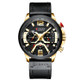 CURREN M8329 Casual Sport Leather Watch for Men(Gold black)