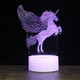 Leap Up Unicorn Shape Creative Black Base 3D Colorful Decorative Night Light Desk Lamp, Touch Version